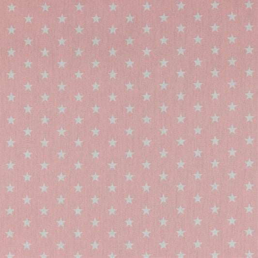 Rosa Baumwoll Popeline mit kleinen weißen Sternen (1 cm) aus 100 % Baumwolle für Kleidung, Accessoires und kreative Nähprojekte. Baumwoll Popeline Meterware