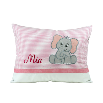 Personalisiertes Kissen Elefant mit Namen bestickt, karierter Stoff,
handgemacht