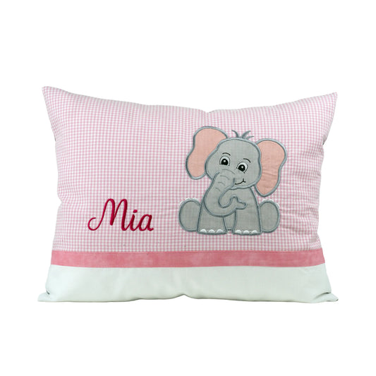 Personalisiertes Kissen Elefant mit Namen bestickt, karierter Stoff,
handgemacht