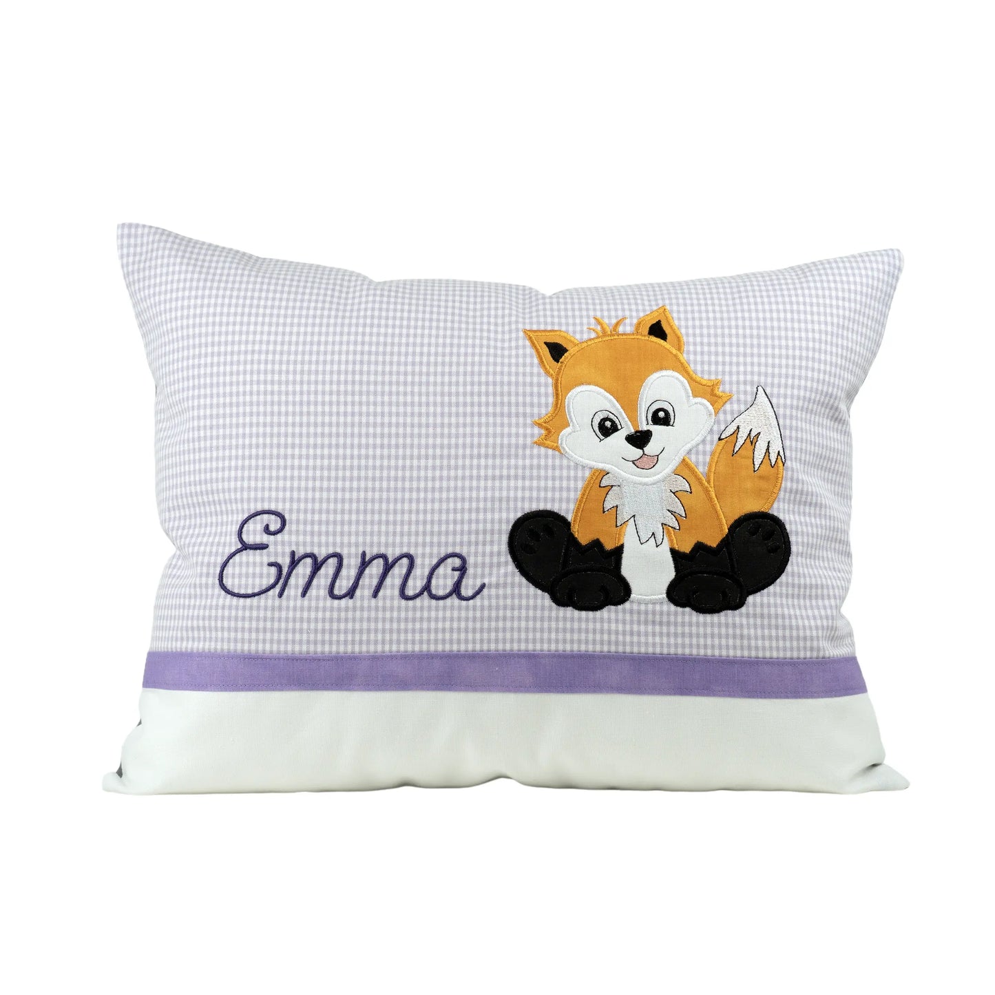 Personalisiertes Kissen Hase mit Namen bestickt, karierter Stoff,
handgemacht.