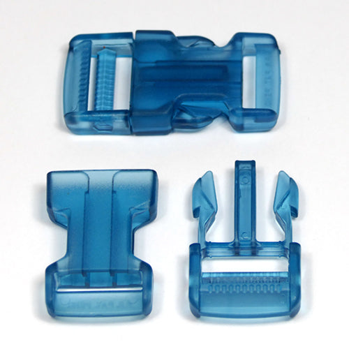 Rucksackschließe/Steckschnalle, 25 mm, blau-türkis transparent Union Knopf